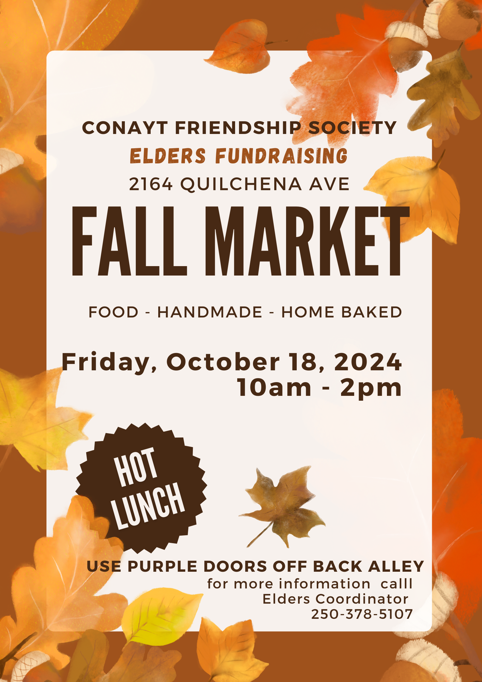 Elders’ Fundraiser Fall Market – Upper Nicola Band